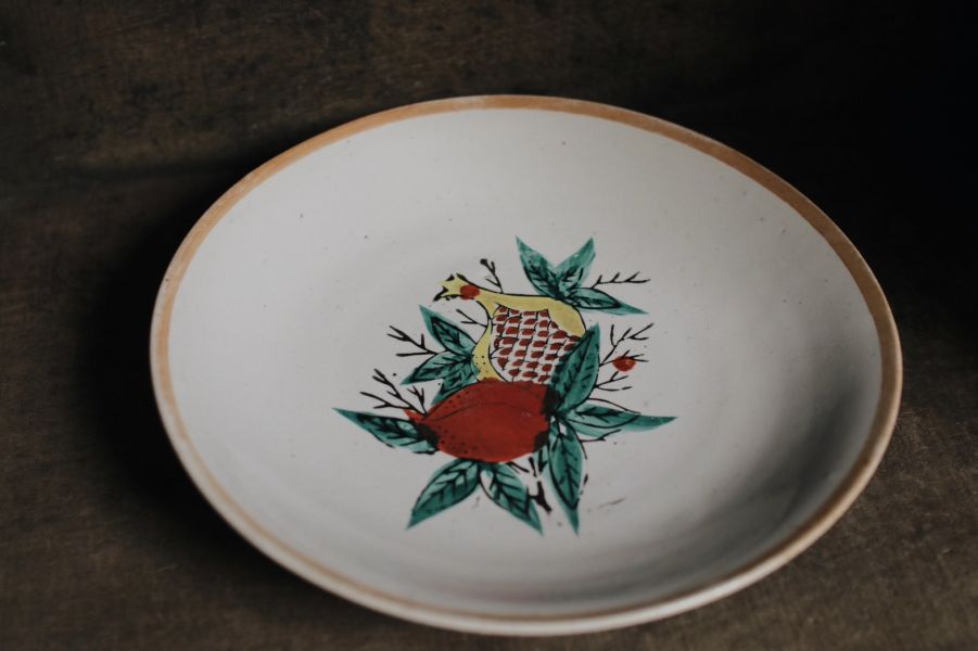 早期手繪彩繪中盤 