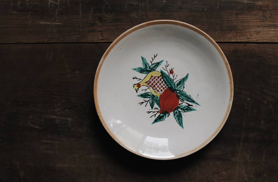 早期手繪彩繪中盤 