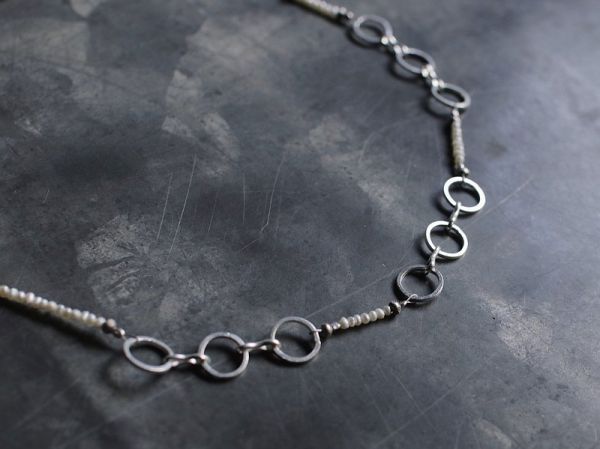 OMAKE｜珍珠銀圈項鍊 