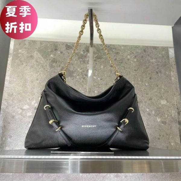 Givenchy 壓紋小牛皮中款 Voyou 金鏈包    黑色/可滑動鏈條 Givenchy 壓紋小牛皮中款 Voyou 鏈條包   黑色