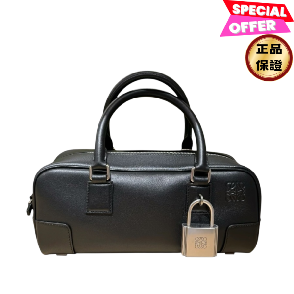 Loewe  光澤小牛皮 Amazona 23 鎖頭包  黑色/銀色 LOEWE, Amazona 23 Cropped, 黑色光澤小牛皮, 西班牙製造, 標誌性掛鎖, 可調肩帶, 實用設計, 時尚單品