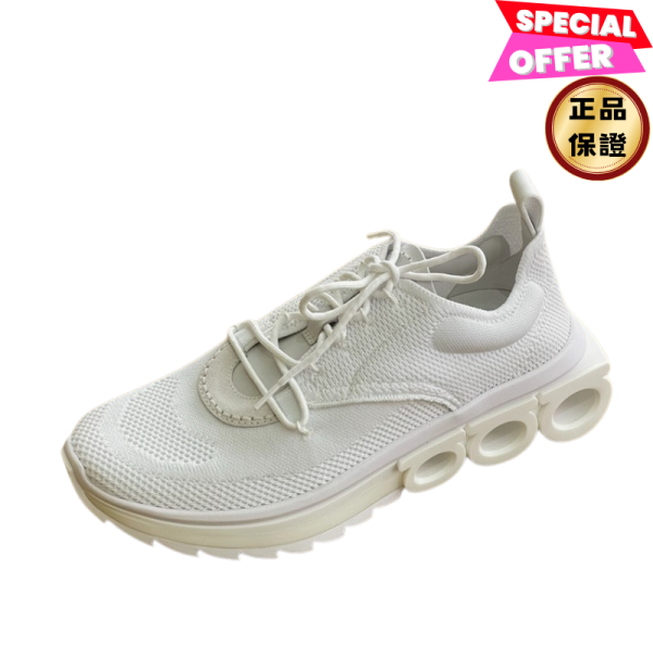 Salvatore Ferragamo 男款 Nima Knit 白色跑鞋 US 5/6.5/8/8.5/9 Ferragamo, Nima Knit, 男士白色跑鞋, 義大利製造, 回收聚酯紗, Gancini鞋底, 時尚單品