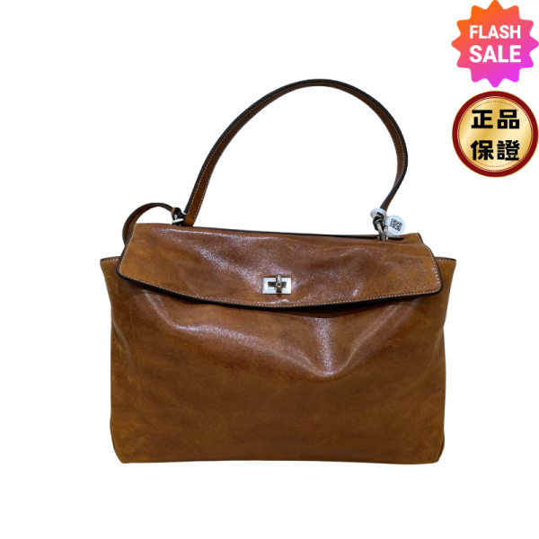 Balenciaga 789772 中款刷舊羊皮 Rodeo 包  牛仔棕色 Women's Rodeo, 中型牛仔棕手提包, 義大利製造, 植物鞣制羔羊皮, 老銀五金, 時尚單品