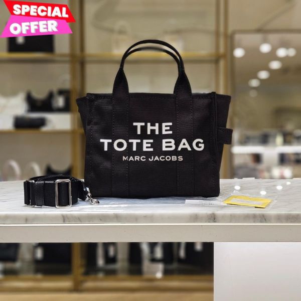 Marc Jacobs M0016161 中款帆布托特包 黑色/附長款肩背帶 Marc Jacobs Tote包, 帆布斜背包, 中款 Tote包, 紐約街頭包, 時尚托特包, 美國設計包, 時尚斜背包