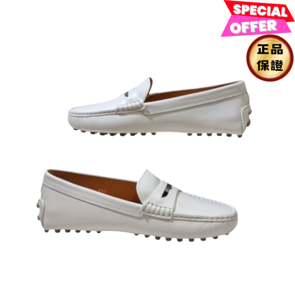 Tod's 女款 Gommino 小牛皮駕駛樂福鞋  白色  EU36/36.5/37/37.5/38/38.5/39/40 Tod's, Gommino, 白色小牛皮駕駛樂福鞋, 義大利製造, 2公分低跟, 橡膠鞋底, 時尚單品