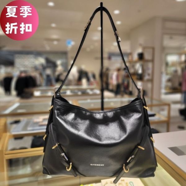 Givenchy 壓紋小牛皮中款 Voyou 包  黑色 Givenchy Voyou 包, Givenchy 肩背包, Voyou 中款包, 小牛皮名牌包, 米色精品包, Givenchy 三用包推薦, 義大利精品包款, 100%真品, 精品平行輸入, Givenchy 壓紋包