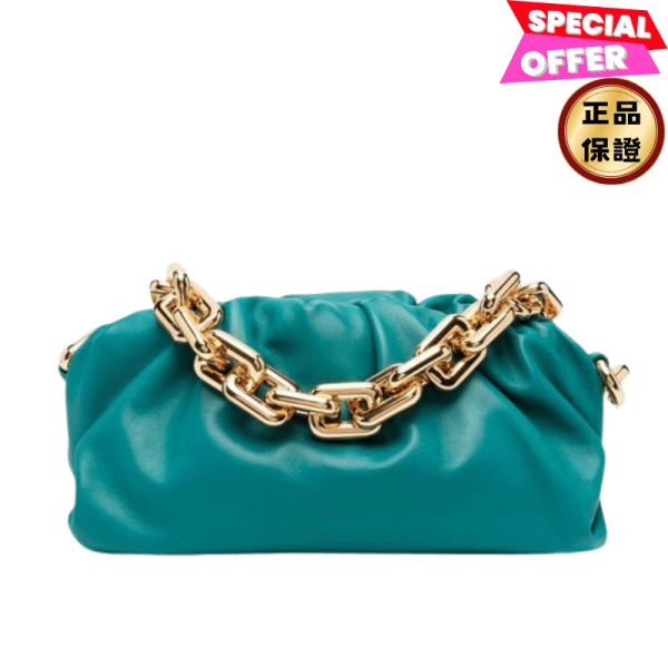 Bottega Veneta 620230 BV Chain 金鍊雲朵包｜野鴨綠 Bottega雲朵包金鍊, BV Chain柔軟包, Bottega Veneta肩背包, 小牛皮精品包, 雲朵造型手拿包, 義大利精品推薦, 野鴨綠包款, 精品平行輸入, 100%真品保證, 限時精品優惠