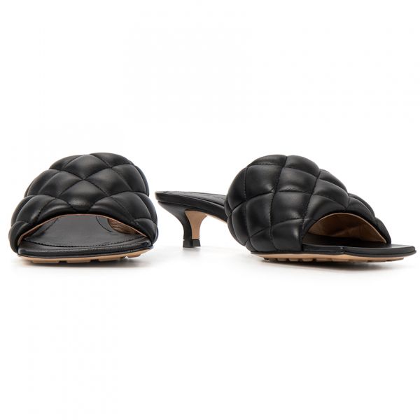 Bottega Veneta 女款 729764  BV Lido絎縫皮革穆勒涼鞋  黑色  IT37/37.5/38/38.5/39/40 