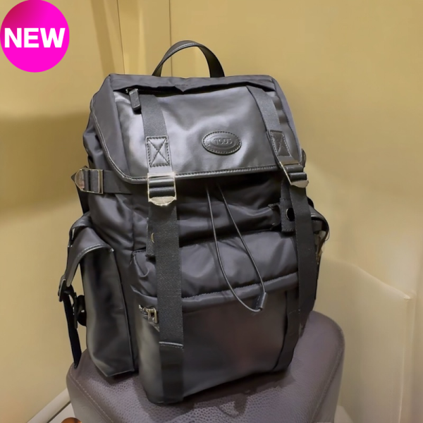 Tod's 織物拼皮革飛行男士雙肩後背包 黑色 Tod's 背包, 織物拼皮革, 男士時尚, Tod's 字母, 義大利手工