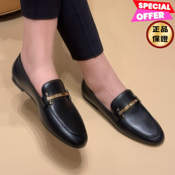 Tod's 女款小牛皮小金條樂福鞋 黑色 EU36.5/37/37.5/38/38.5/39/40 Tod's, 踩跟豆豆鞋, 絨面小牛皮, 意式設計, 橡膠豆豆鞋底, Tod's 標誌, 實用設計, 時尚單品