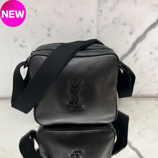 Saint Laurent 819279 Niki Cube 滑面羊皮相機包  黑色 Niki 相機袋, 滑面皮革包, LAMBSKIN BRASS, 義大利手工包, 時尚斜揹包, CASSANDRE 標誌, 實用設計