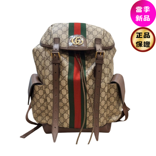 Gucci 598140 Ophidia GG 中款後背包  米色及烏木色 Gucci Ophidia中型背包,GG Supreme背包,Gucci雙G織帶背包,登山風格Gucci背包,Ophidia系列