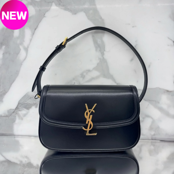 Saint Laurent 832330 YSL Solferino 2.0 Box 小羊皮包    黑色 Saint Laurent 手袋, Solferino 系列, 中型肩揹包, 小羊皮手袋, 義大利手工包, 時尚設計, CASSANDRE 標誌