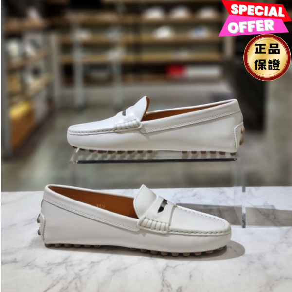 Tod's 女款 Gommino 小牛皮駕駛樂福鞋  白色  EU36/36.5/37/37.5/38/38.5/39/40 Tod's, Gommino, 白色小牛皮駕駛樂福鞋, 義大利製造, 2公分低跟, 橡膠鞋底, 時尚單品
