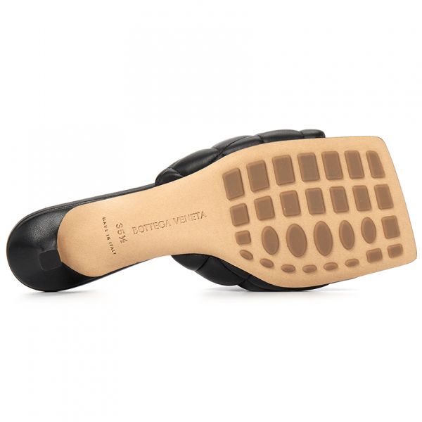 Bottega Veneta 女款 729764  BV Lido絎縫皮革穆勒涼鞋  黑色  IT37/37.5/38/38.5/39/40 