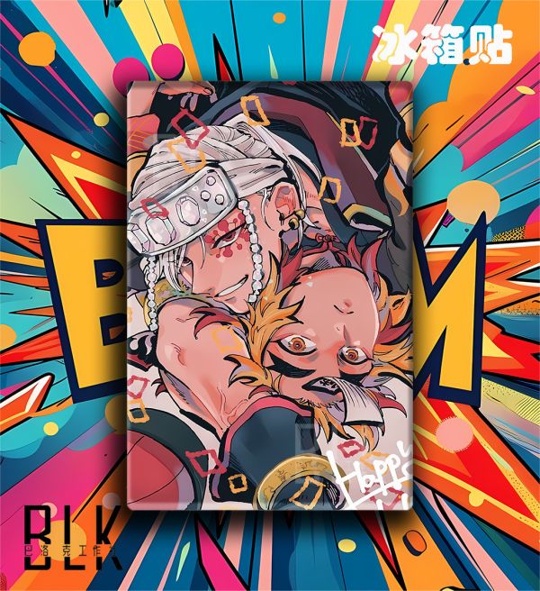 巴洛克《音柱炎柱》鬼滅之刃無限城篇裝飾畫冰箱貼 