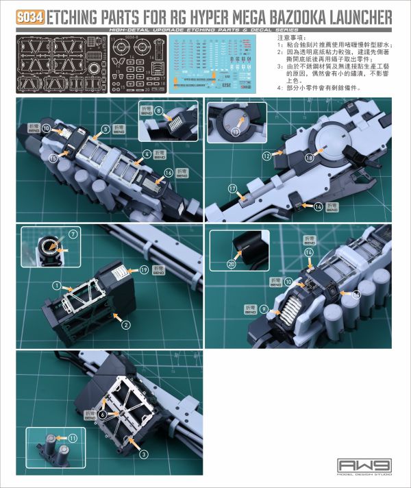 鋼魂 AW9 S34 S034 1/144 RG PB 海牛鋼彈米家粒子砲蝕刻片水貼改套 