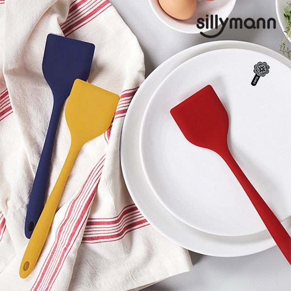 【韓國sillymann】 100%鉑金矽膠精品一體成型長柄煎鏟(黃) 