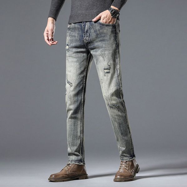 安茲彈力修身破洞小直筒牛仔長褲 - 1配色 幕峰,男裝,牛仔褲,襯衫,外套,特賣會,褲子,網路購物,購物,活動