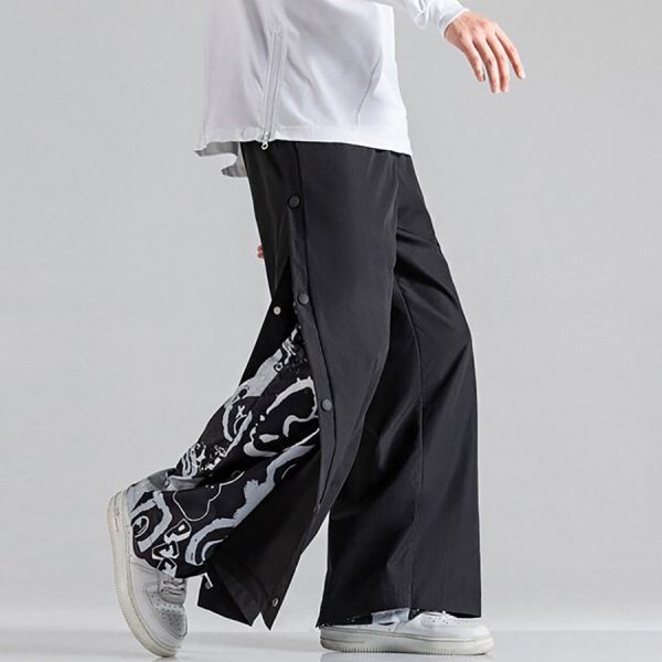 層步休閒排扣長褲（假2件）- 2配色 幕峰MuFeng,男裝,假2件,排扣,長褲,日系服裝,潮流,網路購物,秋季新款,2025