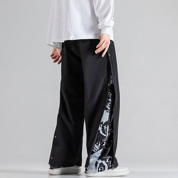 層步休閒排扣長褲（假2件）- 2配色 幕峰MuFeng,男裝,假2件,排扣,長褲,日系服裝,潮流,網路購物,秋季新款,2025