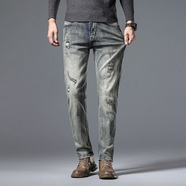 安茲彈力修身破洞小直筒牛仔長褲 - 1配色 幕峰,男裝,牛仔褲,襯衫,外套,特賣會,褲子,網路購物,購物,活動