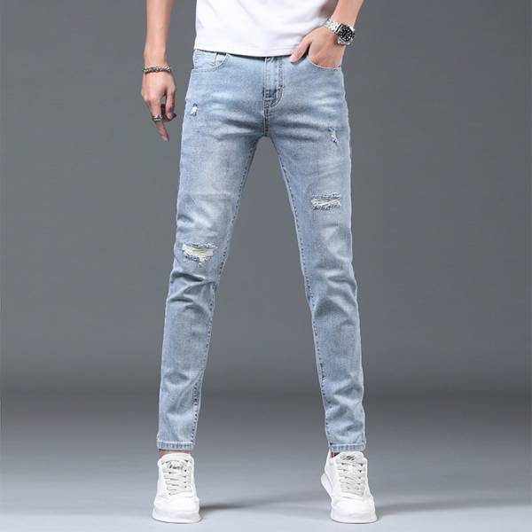 吹境刷破牛仔長褲 - 1配色 幕峰,Mufeng,牛仔,流行,上衣,褲子,外套,穿搭,印花,服飾