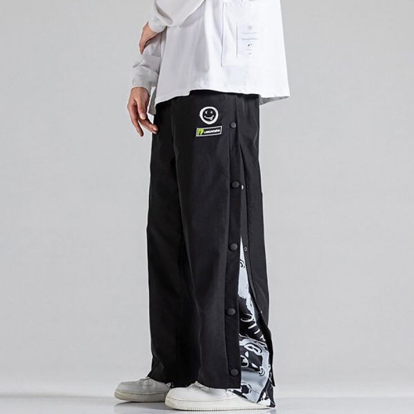 層步休閒排扣長褲（假2件）- 2配色 幕峰MuFeng,男裝,假2件,排扣,長褲,日系服裝,潮流,網路購物,秋季新款,2025