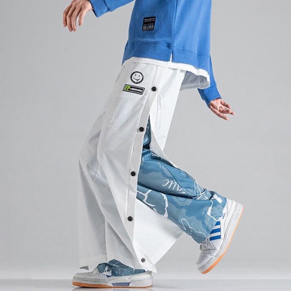 層步休閒排扣長褲（假2件）- 2配色 幕峰MuFeng,男裝,假2件,排扣,長褲,日系服裝,潮流,網路購物,秋季新款,2025