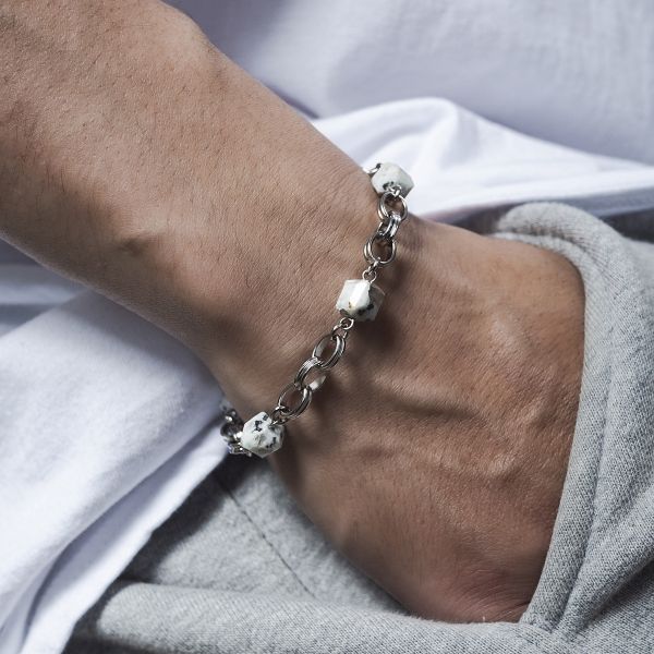 Unisex | 極晝系 - 日暈 * 天山藍 溝通 智慧 信心 不銹鋼手鍊 不銹鋼 不銹鋼手鍊 天然石 手鍊 水晶 水晶手鍊 水晶礦石 男生手鍊 男生禮物