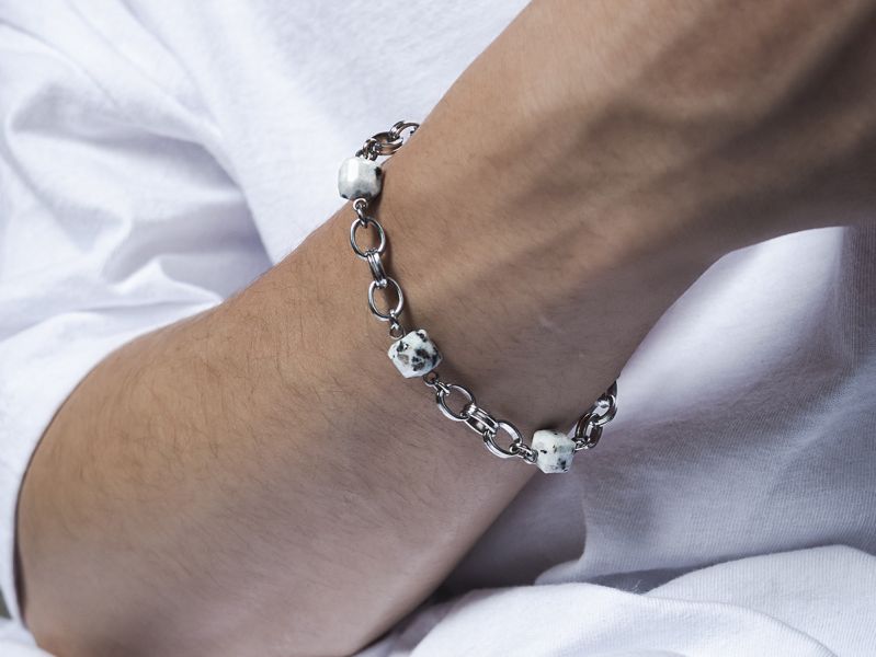 Unisex | 極晝系 - 日暈 * 天山藍 溝通 智慧 信心 不銹鋼手鍊 不銹鋼 不銹鋼手鍊 天然石 手鍊 水晶 水晶手鍊 水晶礦石 男生手鍊 男生禮物