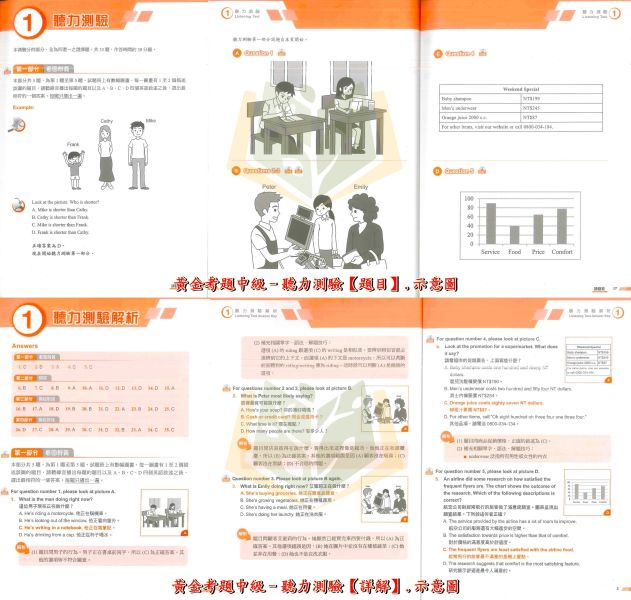全民英檢‧會考必備 堂奧國中【新全民英檢黃金考題 初級/中級】｜GEPT初級‧GEPT中級 英檢題庫 口說/寫作/聽力/閱讀測驗 試題包 附解答【檢定考試】 堂奧 全民英檢 GEPT 初級 中級 英檢 黃金考題 聽力 閱讀 口說 寫作 模擬試題 試題包 MP3CD 解析冊 會考 英語輔材 考前衝刺