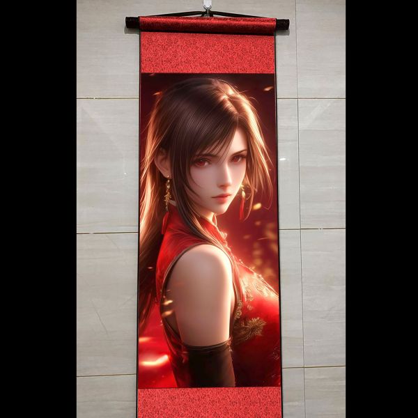 【海外代購】阿喵畫社 賀新年蒂法捲軸畫 國風捲軸錦緞高清精裱畫 