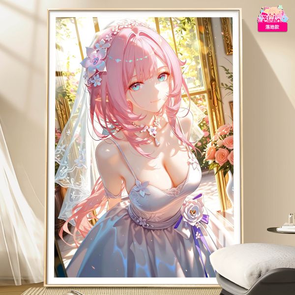 【海外代購】阿喵畫社 婚紗 花海愛莉希雅 8k氛圍感高清裝飾畫 午睡毛毯 床頭地墊 