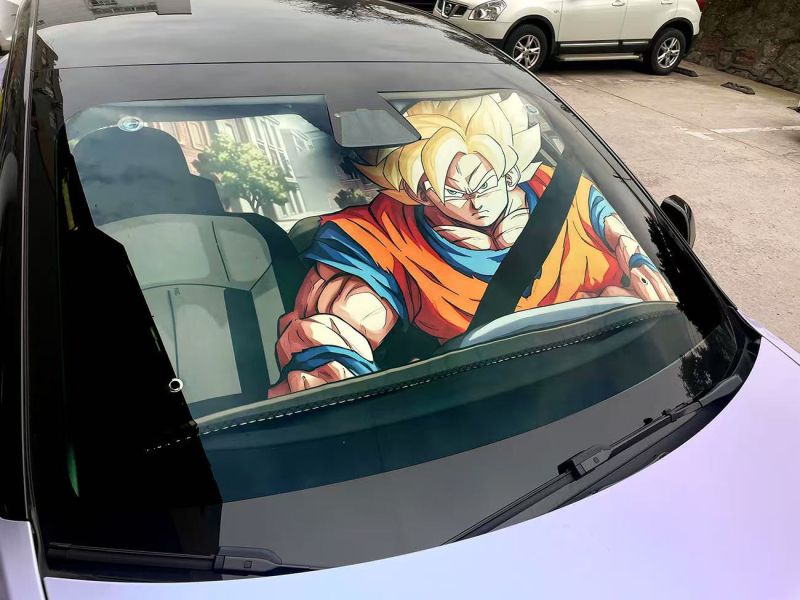 【海外代購】千鳥社 七龍珠 孫悟空 超級賽亞人 二次元可愛汽車遮陽防曬前擋風玻璃 