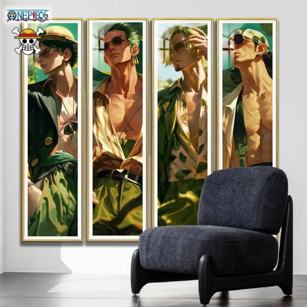 【海外代購】阿喵畫社 海賊王男團四宮格 12k超清裝飾畫 