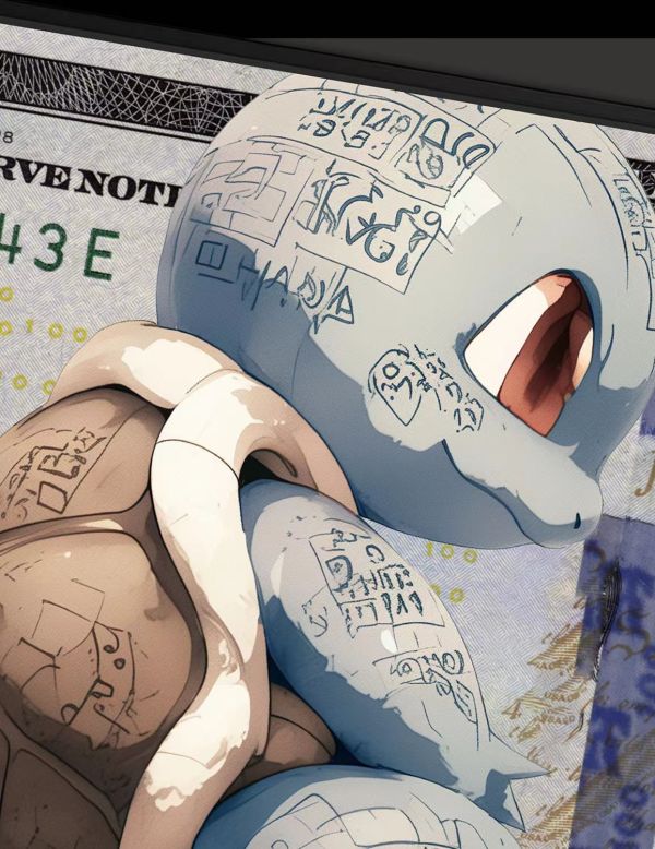 【海外代購】千鳥社 傑尼龜美元 精靈寶可夢傑尼龜美元地毯招財潮流畫 