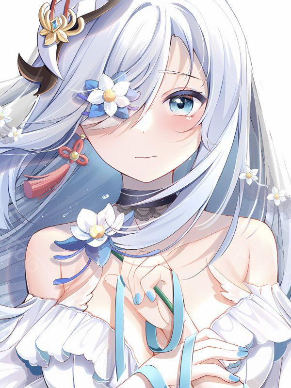 【海外代購】星空 《白裙申鶴》原神阿鶴孤辰煢懷裝飾畫 