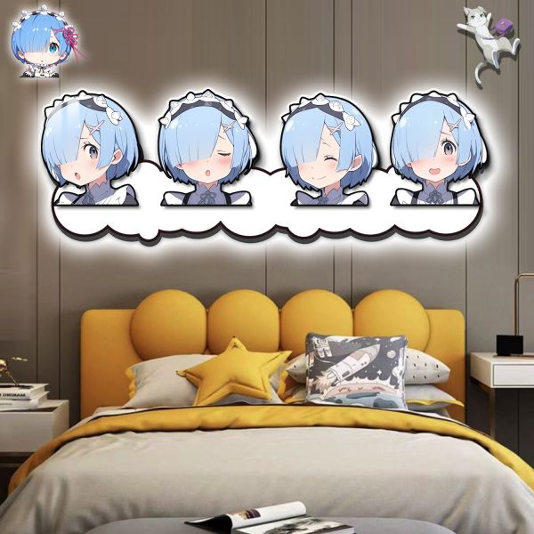 【海外代購】阿喵畫社 Q版蕾姆 從零開始的異世界床頭超長燈帶畫 