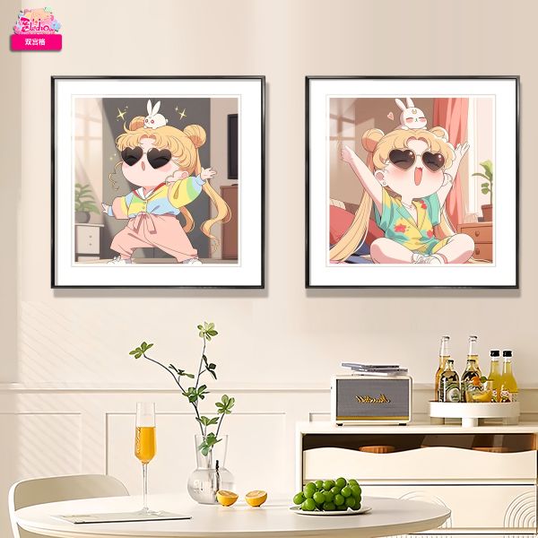 【海外代購】阿喵畫社 Q版美少女 雙宮格高清裝飾畫 