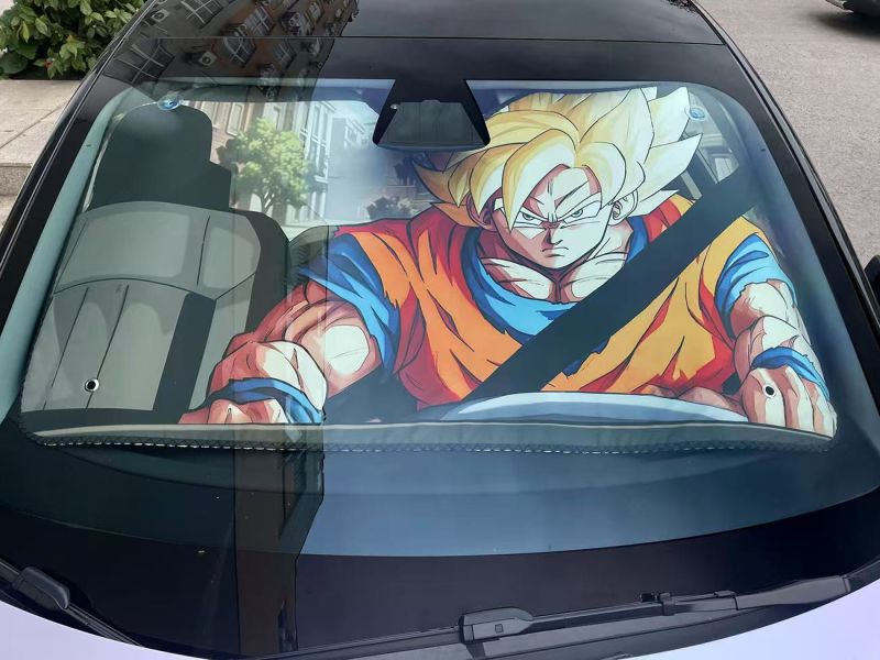 【海外代購】千鳥社 七龍珠 孫悟空 超級賽亞人 二次元可愛汽車遮陽防曬前擋風玻璃 