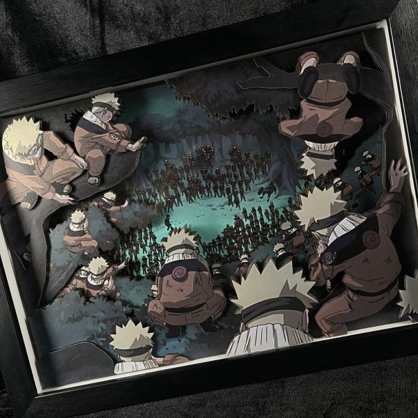 【海外代購】黑白畫映 B&W  鳴人影分身術 立體裝飾畫 