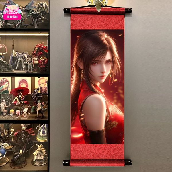 【海外代購】阿喵畫社 賀新年蒂法捲軸畫 國風捲軸錦緞高清精裱畫 