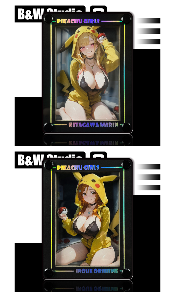 【海外代購】黑白畫映 B&W 皮卡丘女孩系列桌面裝飾卡磚 第一彈 喜多川海夢 第二彈 井上織姬 