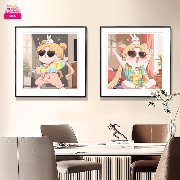【海外代購】阿喵畫社 Q版美少女 雙宮格高清裝飾畫 