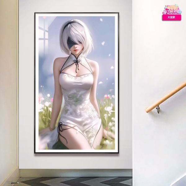 【海外代購】阿喵畫社 尼爾機械紀元 旗袍 2b 超大超清裝飾畫 