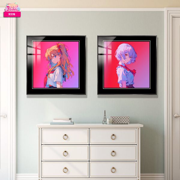 【海外代購】阿喵畫社 EVA 明日香綾波麗組合 牆面高清組合裝飾畫 