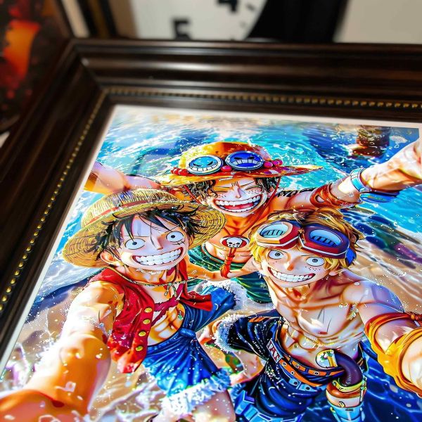 【海外代購】阿喵畫社 三兄弟之海洋羈絆 復古框紀念小型桌面擺台 床頭地墊 浴室地墊 