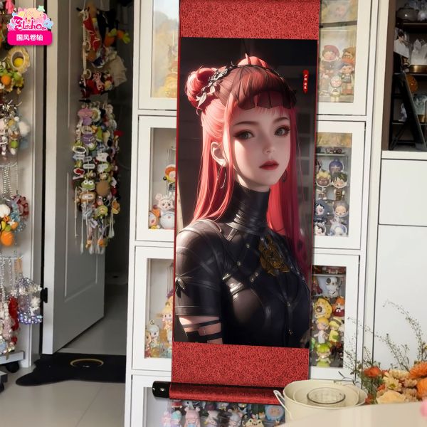 【海外代購】阿喵畫社 將臣 高配國風捲軸錦緞高清精裱畫 