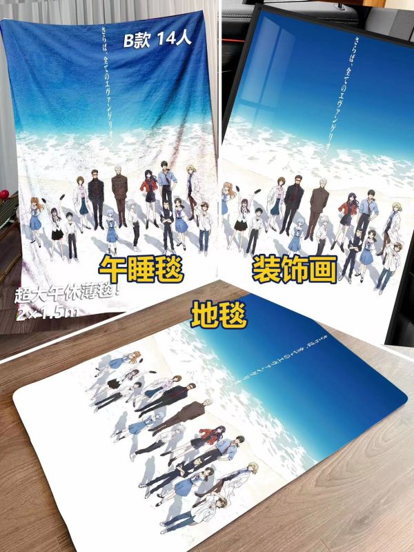 【海外代購】千鳥社 EVA劇場版海報 明日香綾波麗碇真嗣午睡毯地毯裝飾畫 